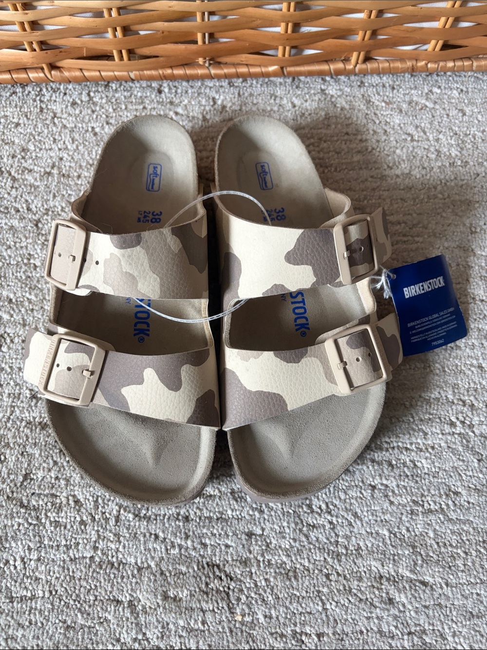 Birkenstock Arizona Sandals in Beige Camo - Picture 1 of 4